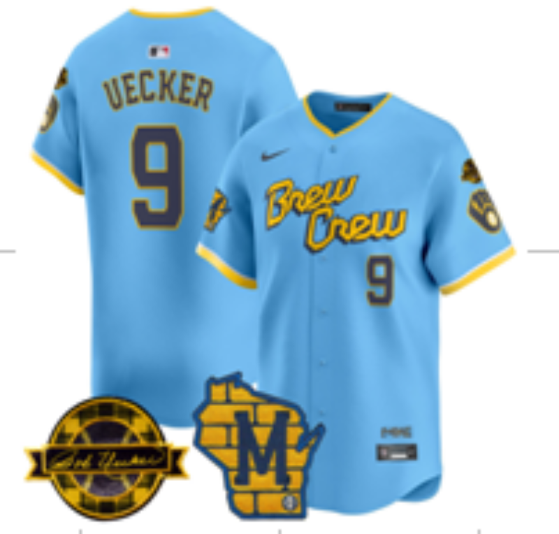 Men Milwaukee Brewers #9 Uecker blue Nike MLB 2025 Jersey 001